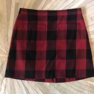 JCrew black and red buffalo check skirt